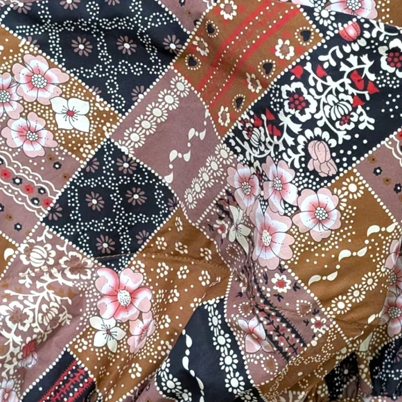 Selkie 'The Beverly Hills' Floral Patchwork Ruffle Skirt Women's 5X -Brown NWT - Picture 6 of 7